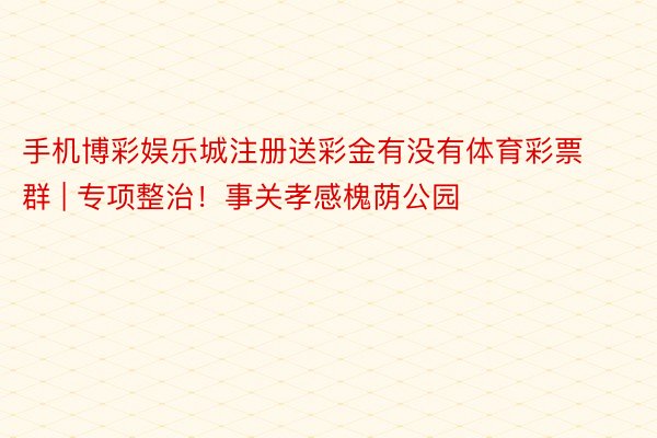 手机博彩娱乐城注册送彩金有没有体育彩票群 | 专项整治！事关孝感槐荫公园